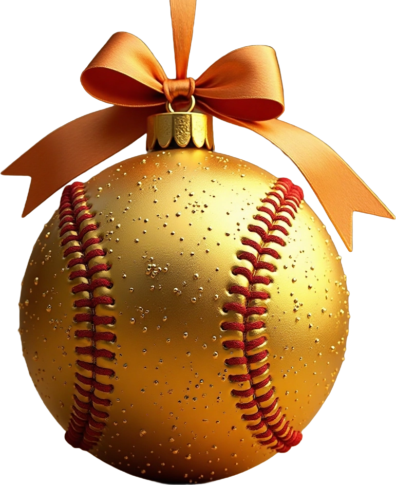 Golden Baseball Christmas Ornament